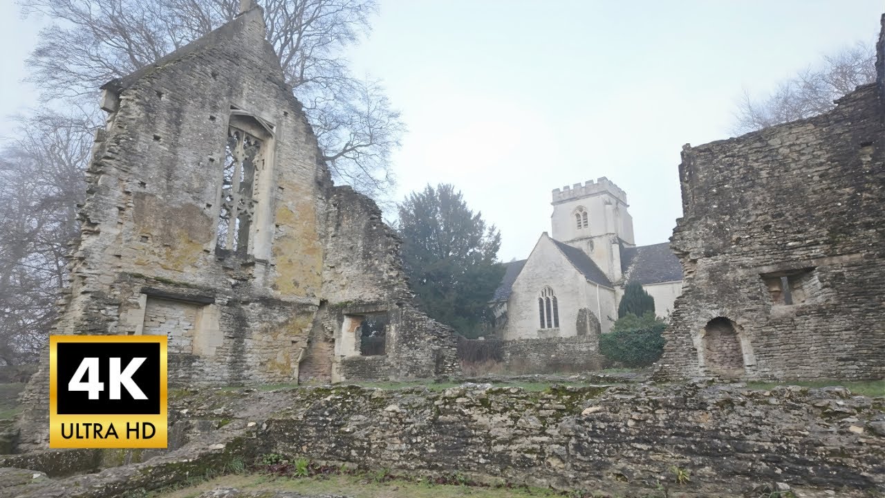 Ghostly 15th Century Ruins in the Fog | Minster Lovell, Cotswolds | 4K Cinematic Walk