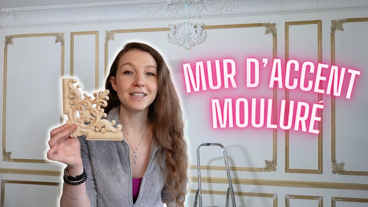Création d'un mur d'accent mouluré style haussmannien à partir d'ornements en bois - Accent wall