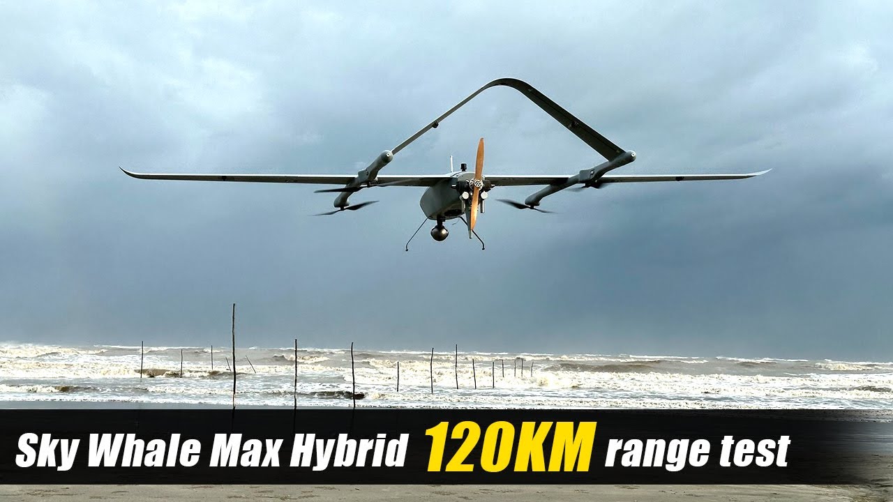 120KM! Sky Whale Max hybrid VTOL range test over sea against Typhoon