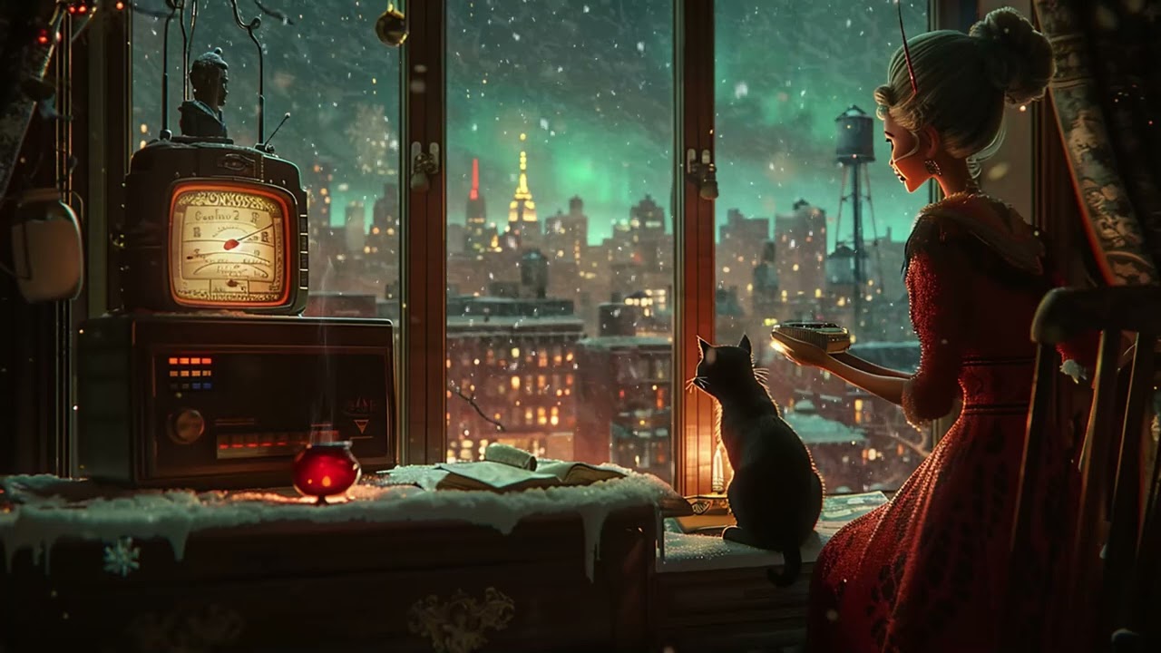 Snowy Night Oldies by the Window | Cozy Vintage Music for Sleep, Relaxing, and Quiet Nights