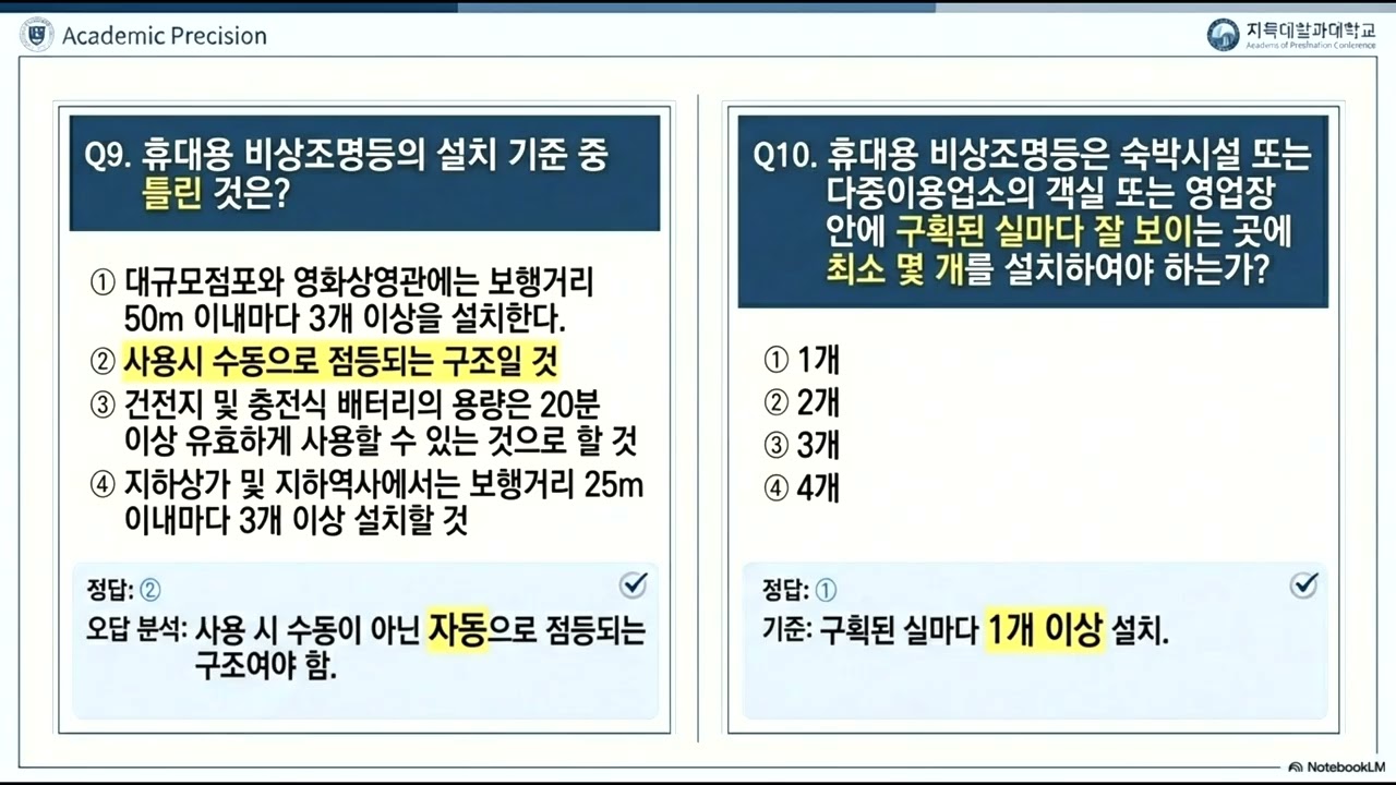 소방전기시설의 구조 및 원리 21강, 비상조명등 문제풀이