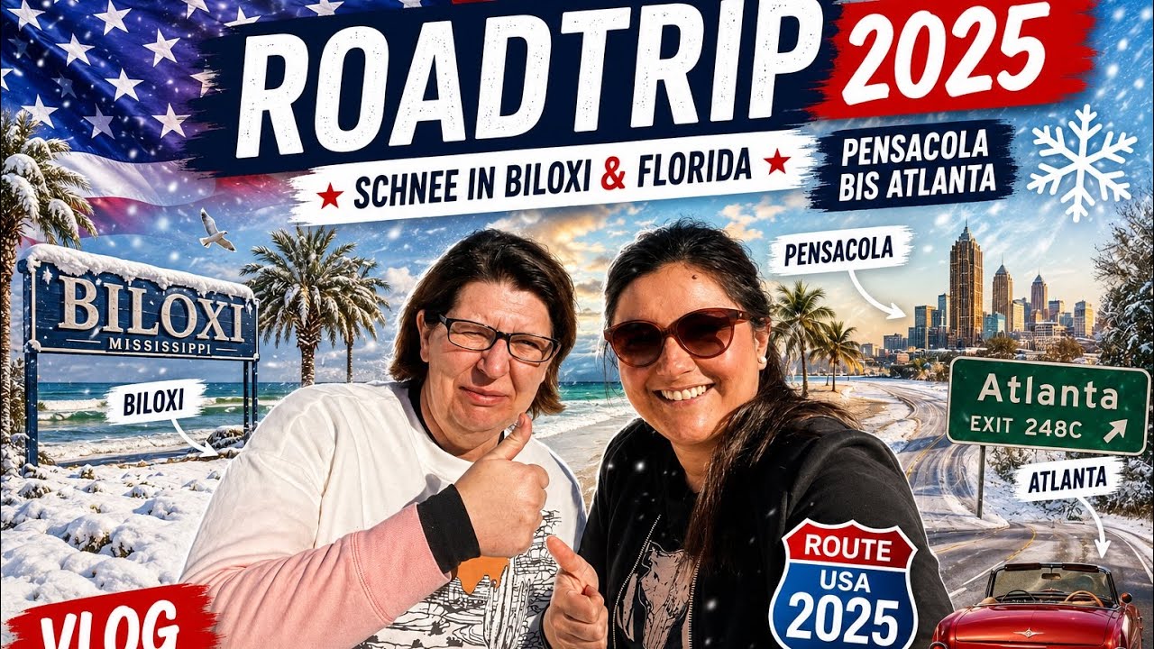USA Roadtrip 2025  - Tag 6 Schnee in Biloxi, Pensacola und Atlanta?