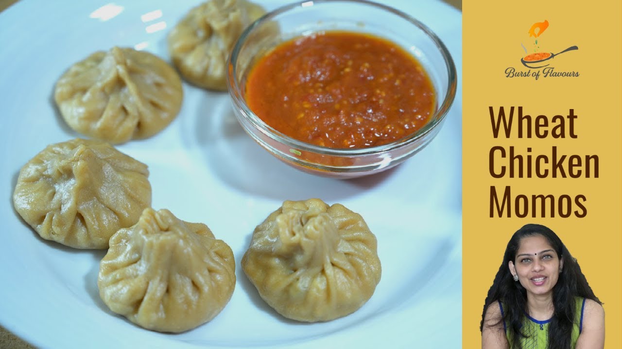 ഗോതമ്പ് പൊടി കൊണ്ട് ചിക്കൻ മോമോസ് | Wheat Chicken Momos & Sauce | How to Make Momos without Steamer