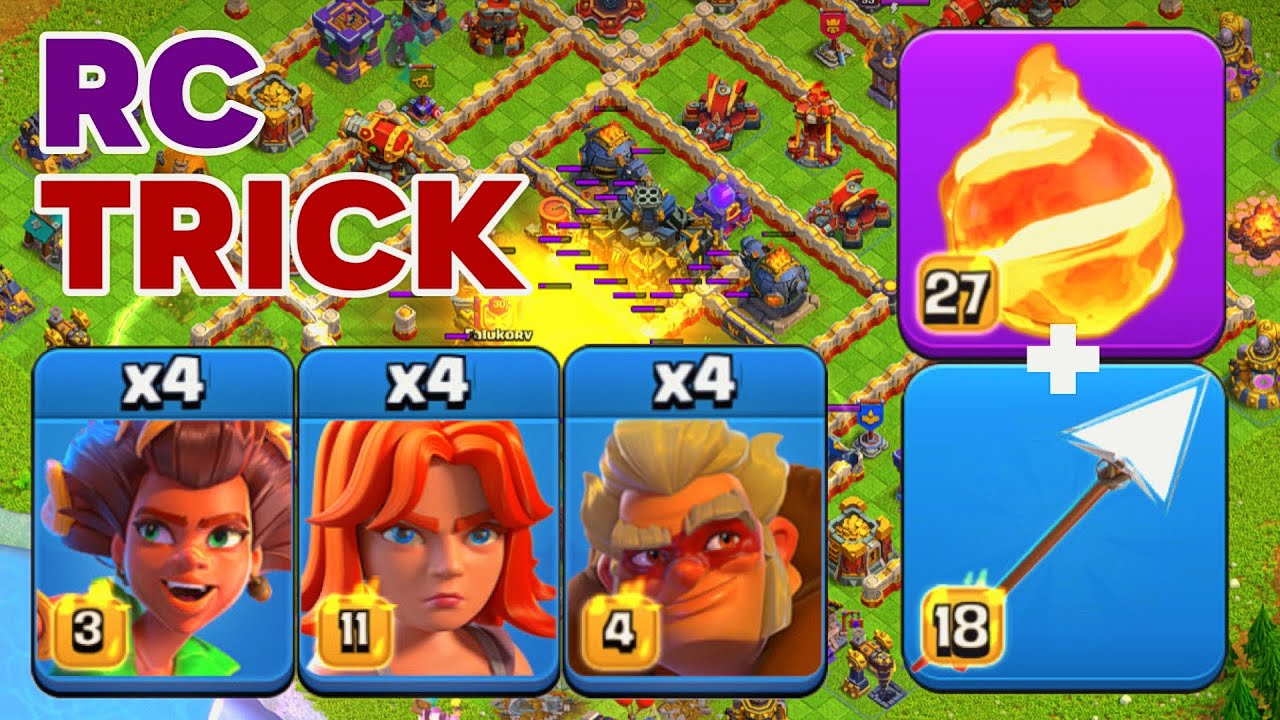 RC Trick TH17 Warden Fireball Valkyrie Attacks! Clash of Clans