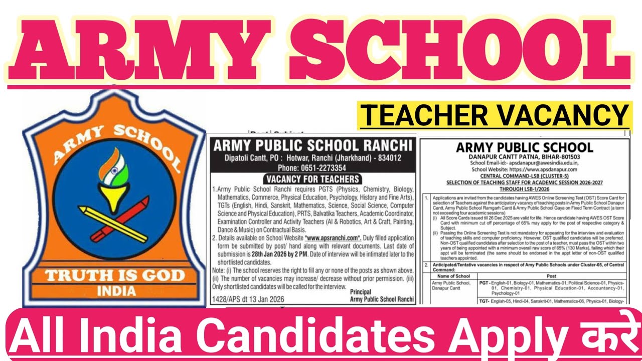 ARMY SCHOOL TEACHER VACANCY 2026 27 | AWES ARMY SCHOOL NEW NOTIFICATION 2026 27 | APS ARMY SCHOOL  