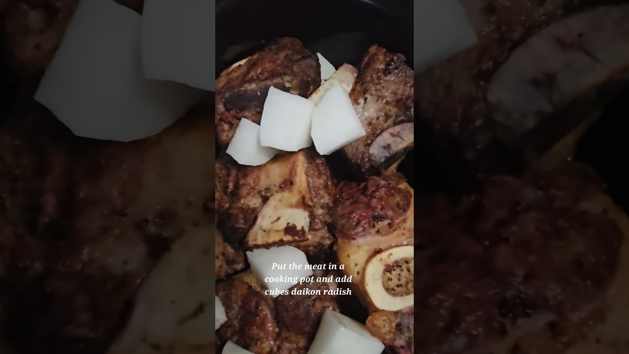My take on braised beef with an Asian twist: delicious, savory, and served with creamy mashed taro