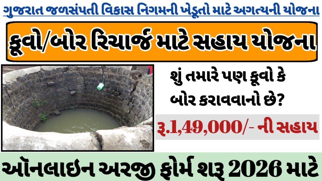 Kuva & Borewell Sahay Yojana 2026||કૂવો અથવા બોરવેલ માટે સહાય યોજના||ભૂગર્ભજળ રિચાર્જ યોજના ૨૦૨૬||