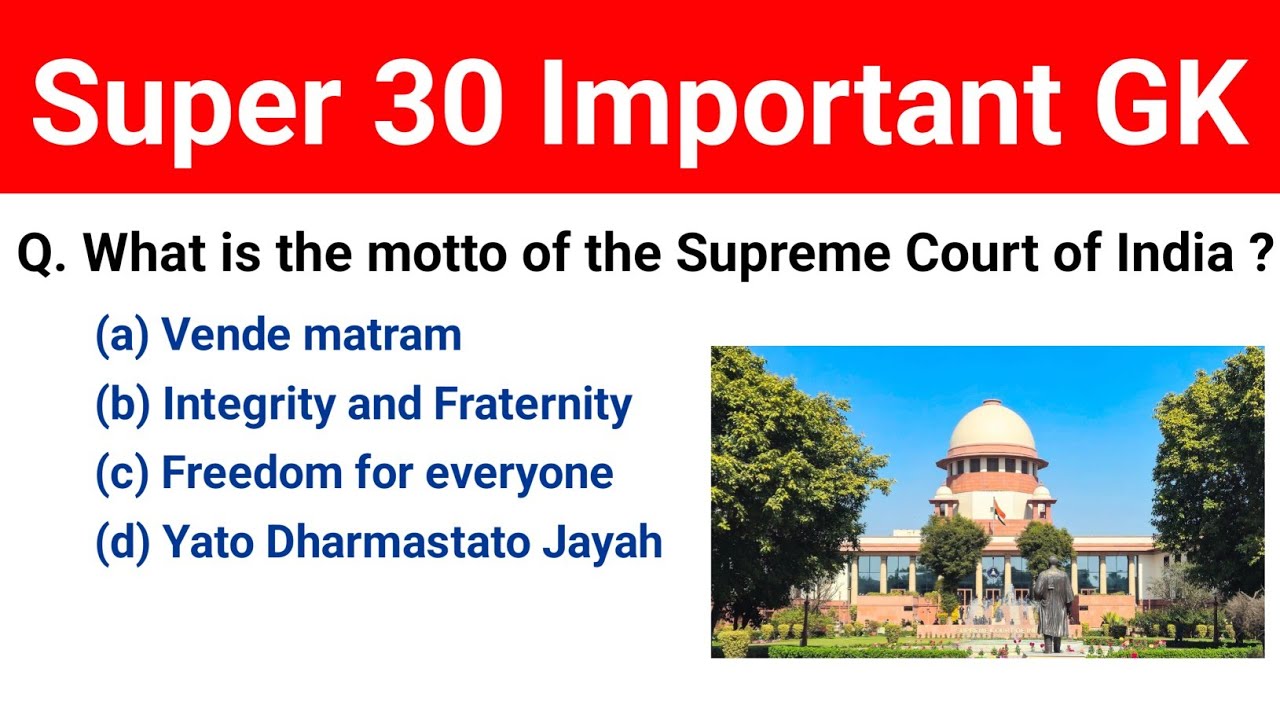 Super 30 Important GK MCQ TEST | General Knowledge Important Questions For All Competitive Exams 