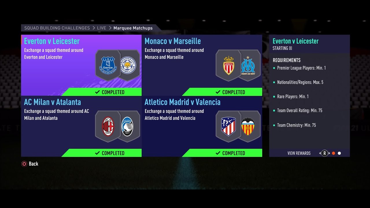 Fifa 21 Marquee Matchups Solution