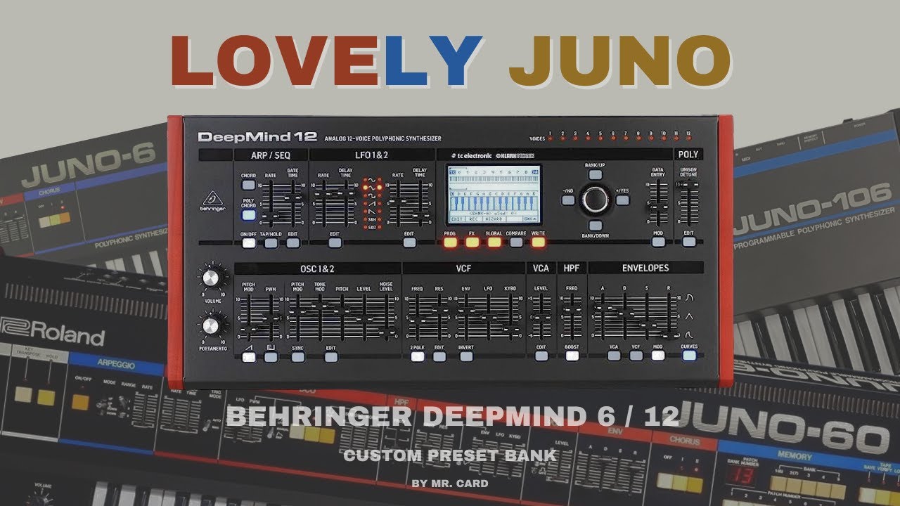 Behringer DeepMind 6 / 12 – Lovely Juno [SOUNDSET] | Custom Presets [Synthesizer Demo]