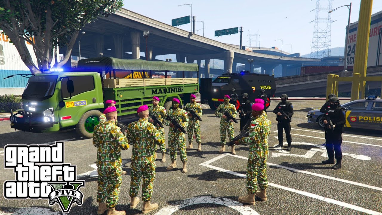 Patroli Pasukan Marinir Dan Brimob Los Santos || GTA 5 Mod Polisi Indonesia