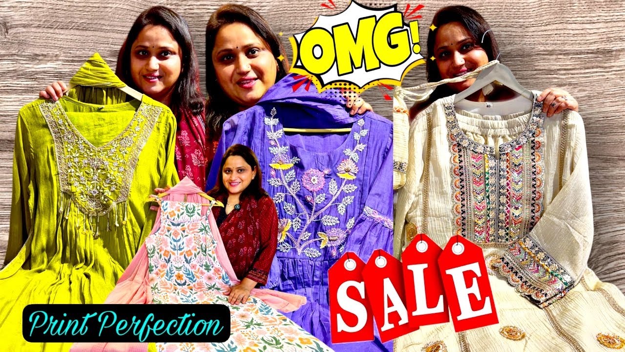 SALE SALE on Cotton & Mul Chanderi Suits, Anarkali Gowns, Noodle Strap Suits & Kurti Pant at Print P