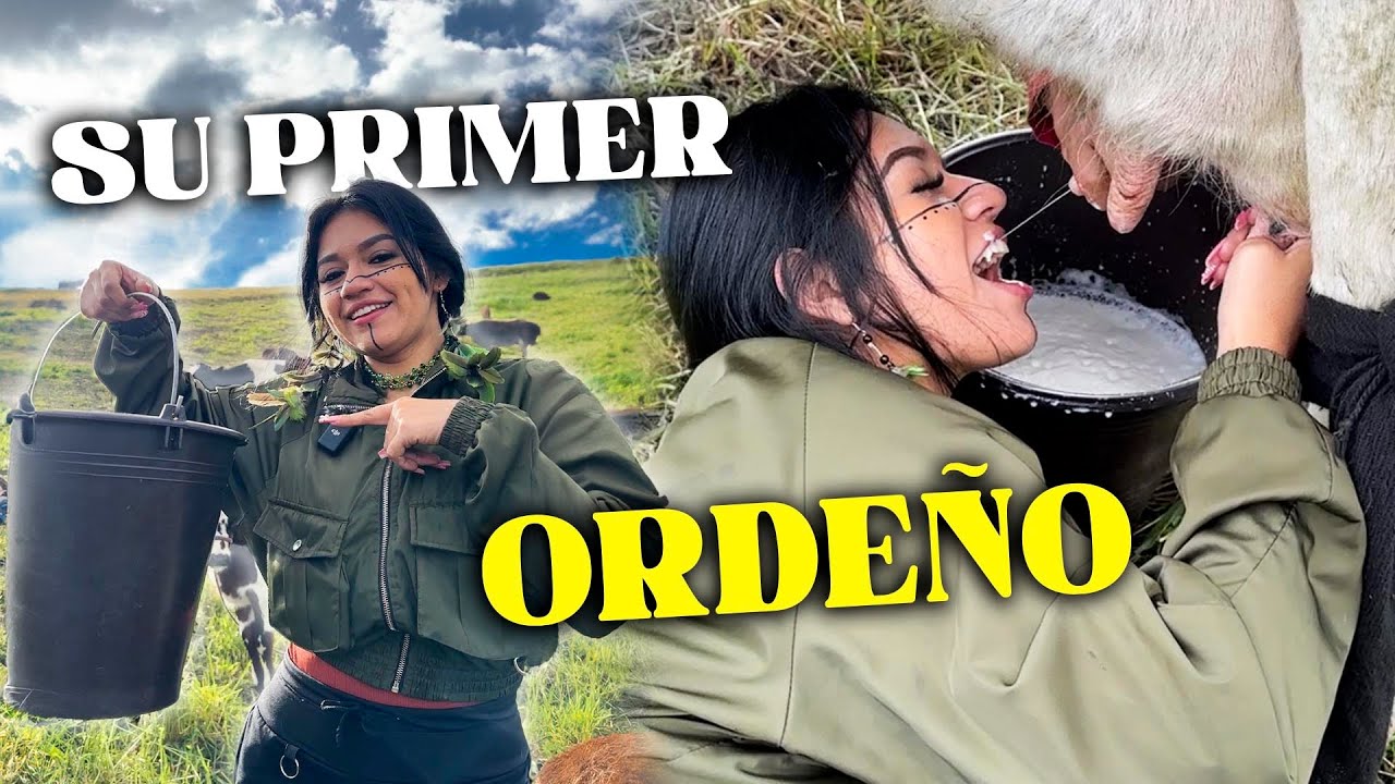 Doña Empera invitó a Nathaly Pirish a ordeñar sus vaquitas