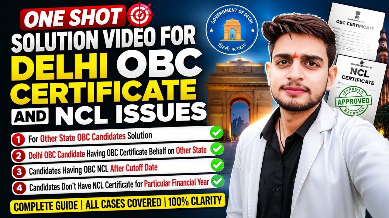 Delhi OBC Certificate & NCL Issues | One Shot Solutions for All (Other State + Cutoff + NCL Problem)