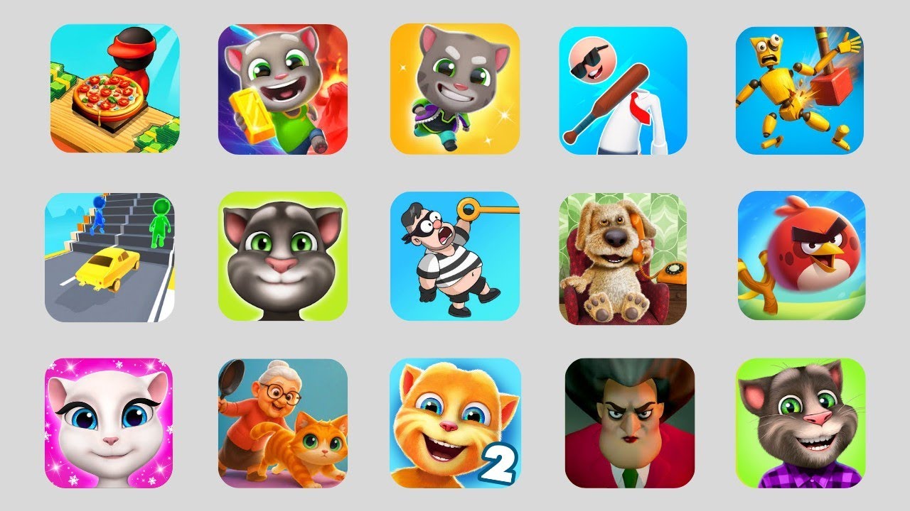 Pizza Ready, Talking Tom Time Rush, My Tom, Tom Run, Tom Hero Dash, Crazy Office, Shape Shifting
