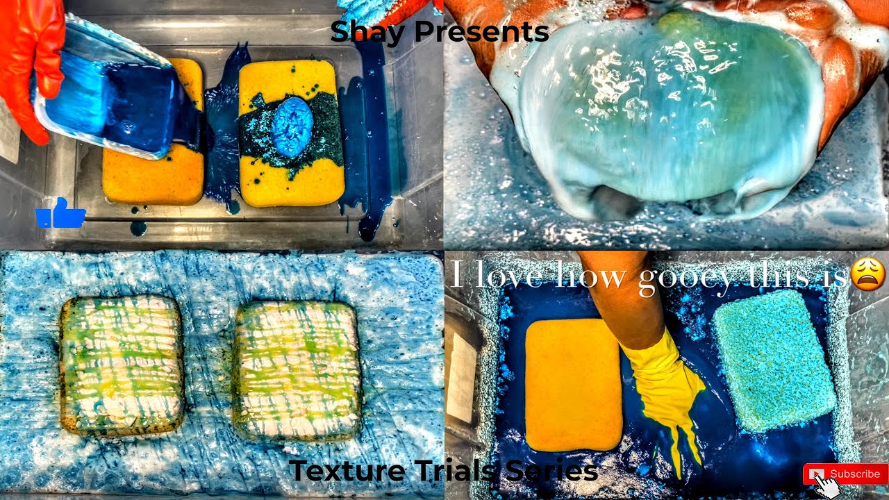 💚✨Making a GOOEY paste w/ ASMR Mushy Soap Sponge Squeezing✨💙