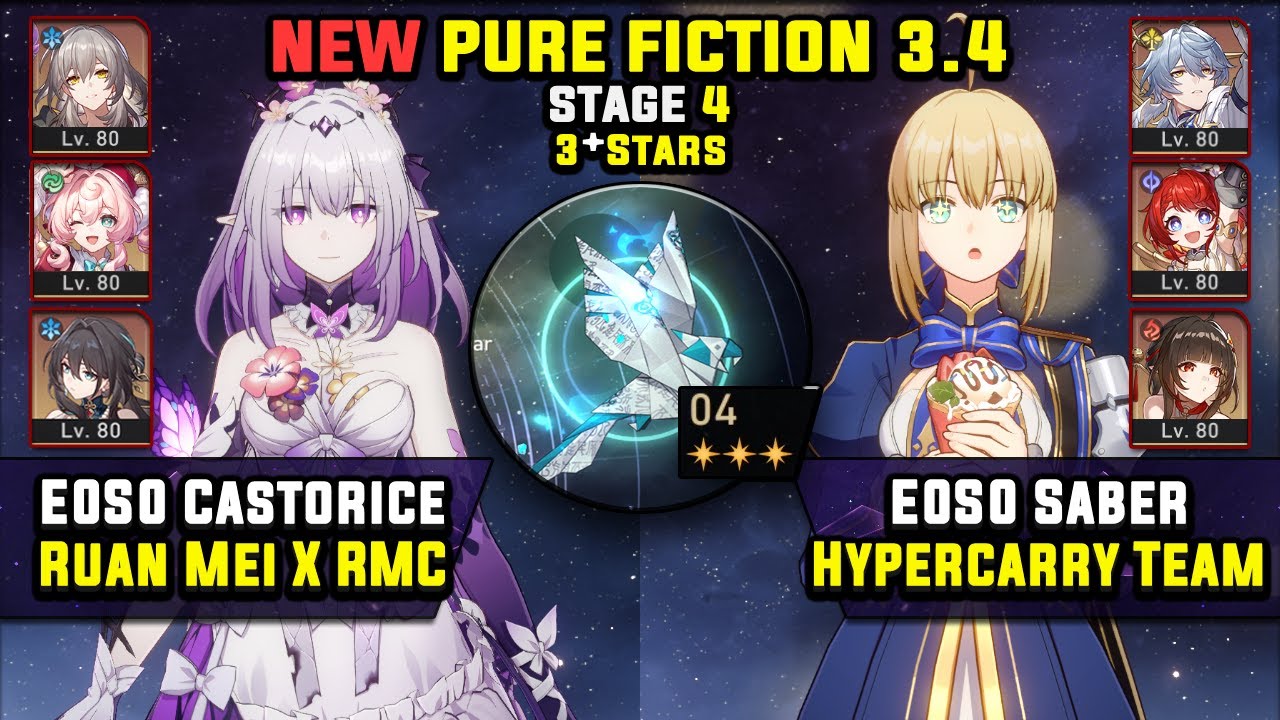 E0 Castorice Carry W/ RMC & E0 Saber Carry W/ Sunday (3 Stars) Pure Fiction 4 Honkai Star Rail 3.4