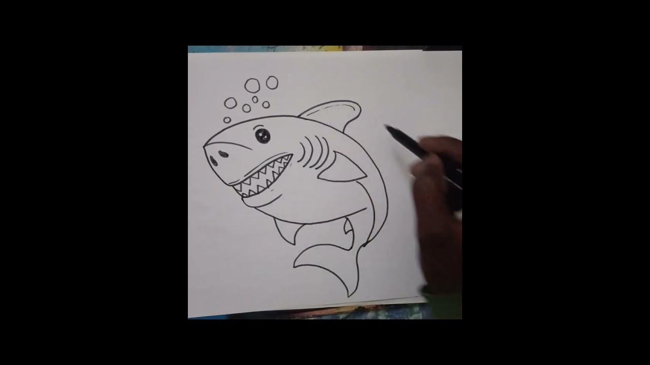 The Shark 🦈 drawing step by step ।। How to draw a shark।। Simple drawing a shark।।