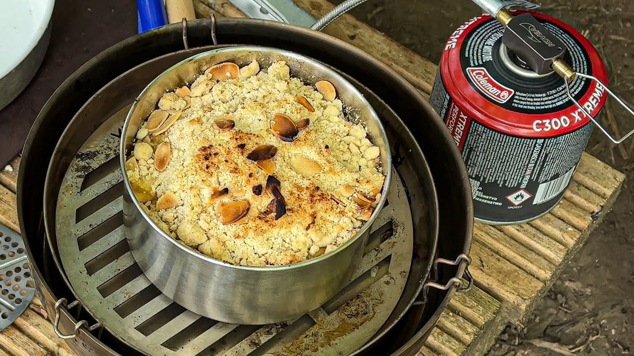 Zesty Apple & Marmalade Crumble Cooked in Outdoor Camp Oven