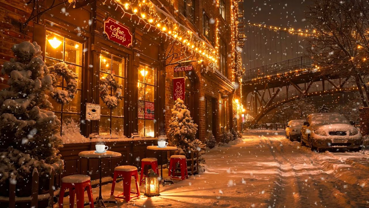 New York Cafe Jazz ☕ Rhythmic and Smooth Jazz and Gentle Snowfall to Help You Feel Better 🎶