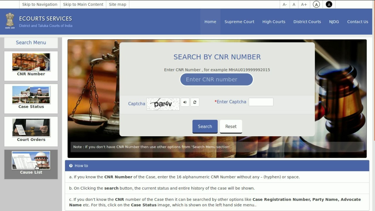 Cause List search - District Court Services