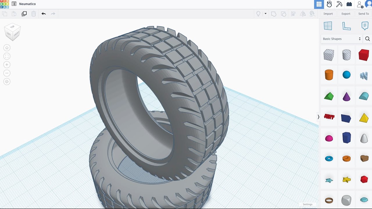 Neumático, llanta, rueda en Tinkercad
