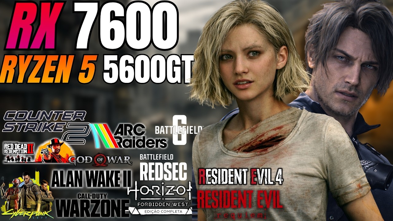 Testei 27 Games no Ryzen 5 5600GT + RX 7600 em 2026