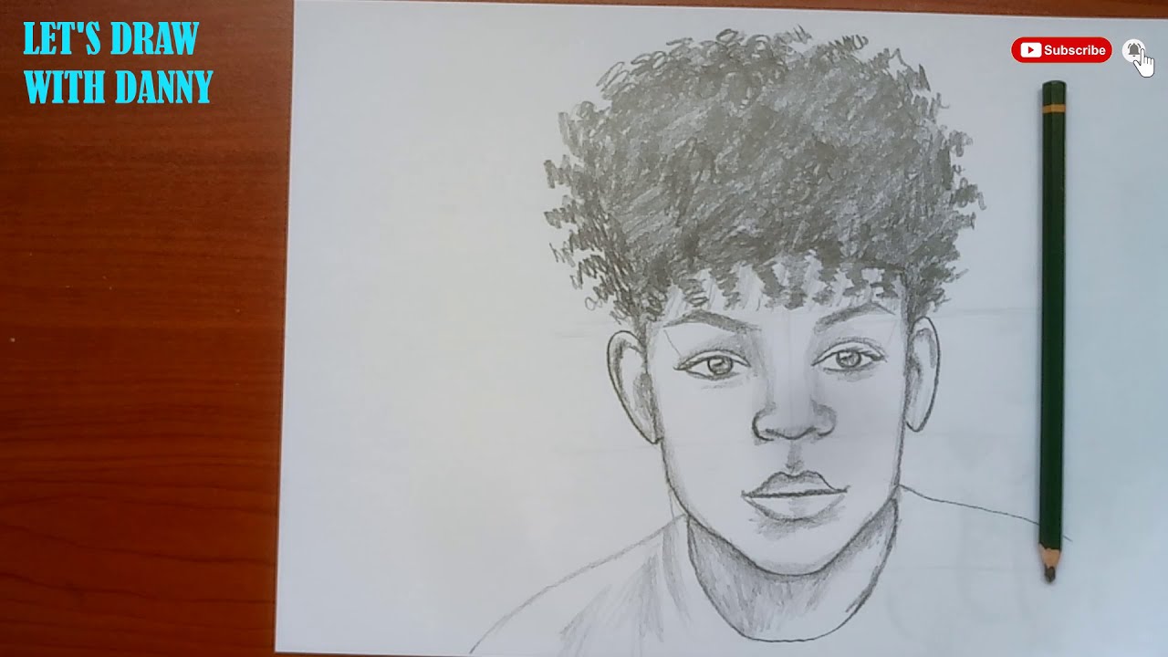 how to draw curly hair boy , how to draw a portrait for beginners , boy face pencil sketch