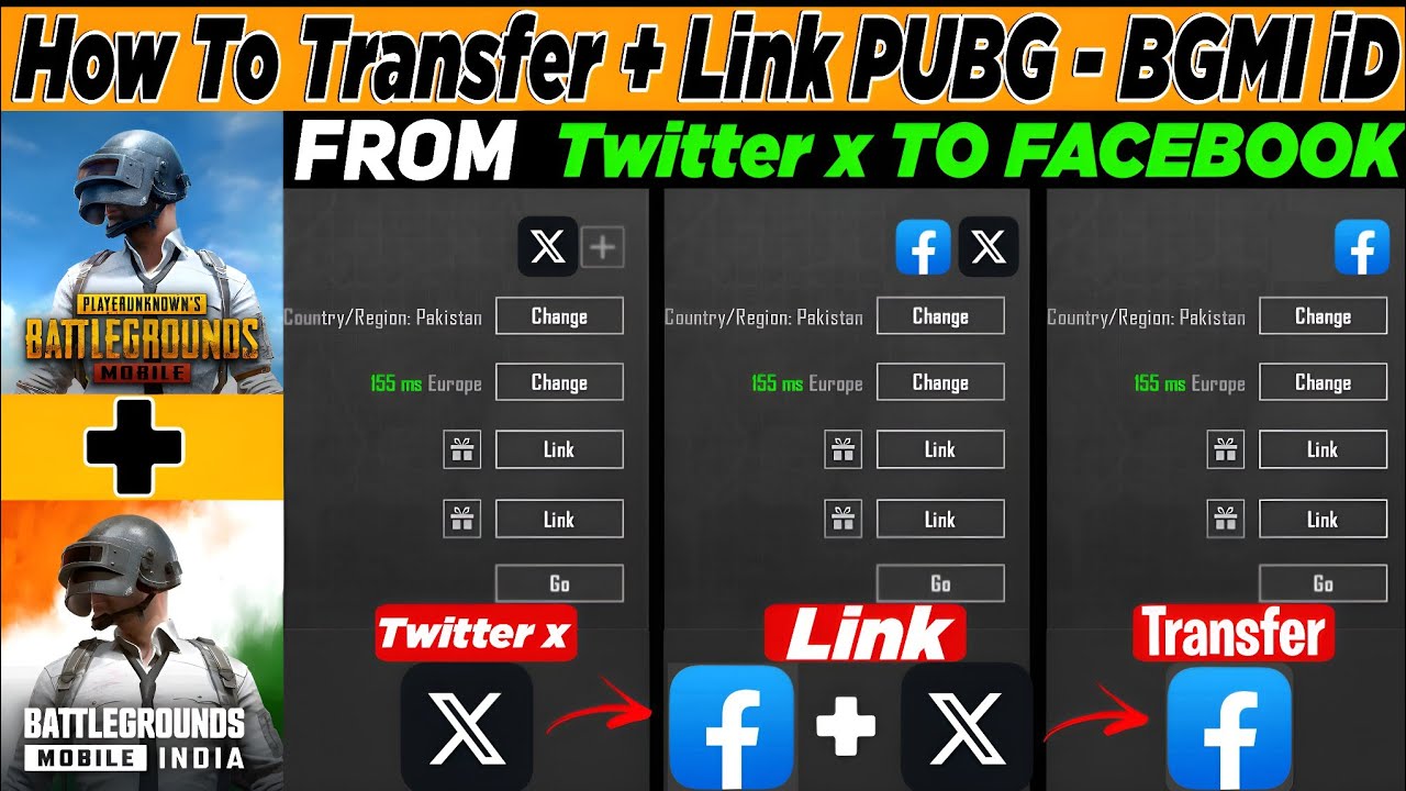 How To Transfer PUBG/BGMI Account Twitter to Facebook 2025😱 Change & Link Pubg Login iD X to FB 2025