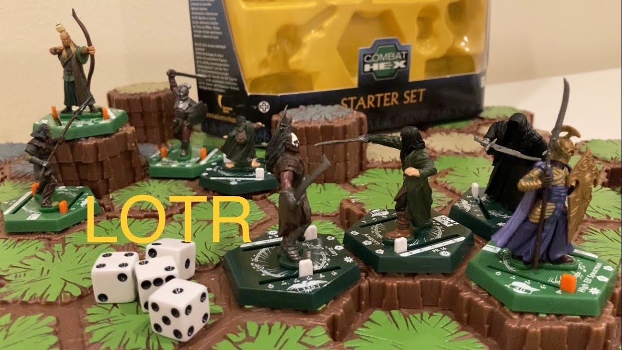 LOTR Lord of the Rings Tradable Miniatures Game (2003) Starter Set Unboxing & Combat Hex How to Play