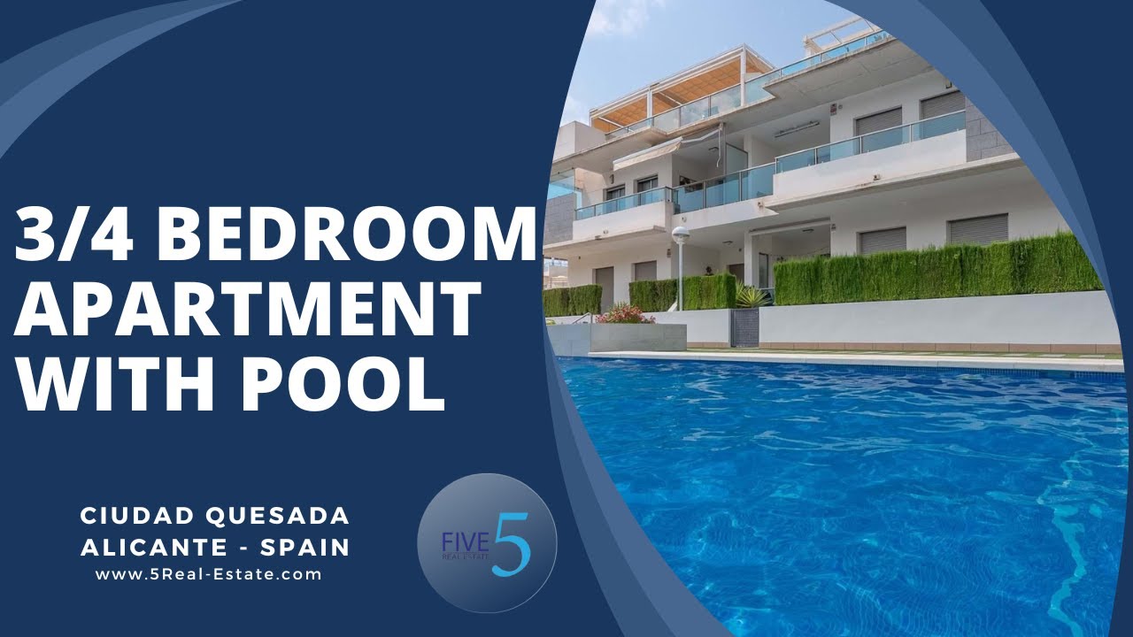 €335.000 - Stunning 3/4 Bedroom Fully Furnished  Apartment with Pool Views in Ciudad Quesada!
