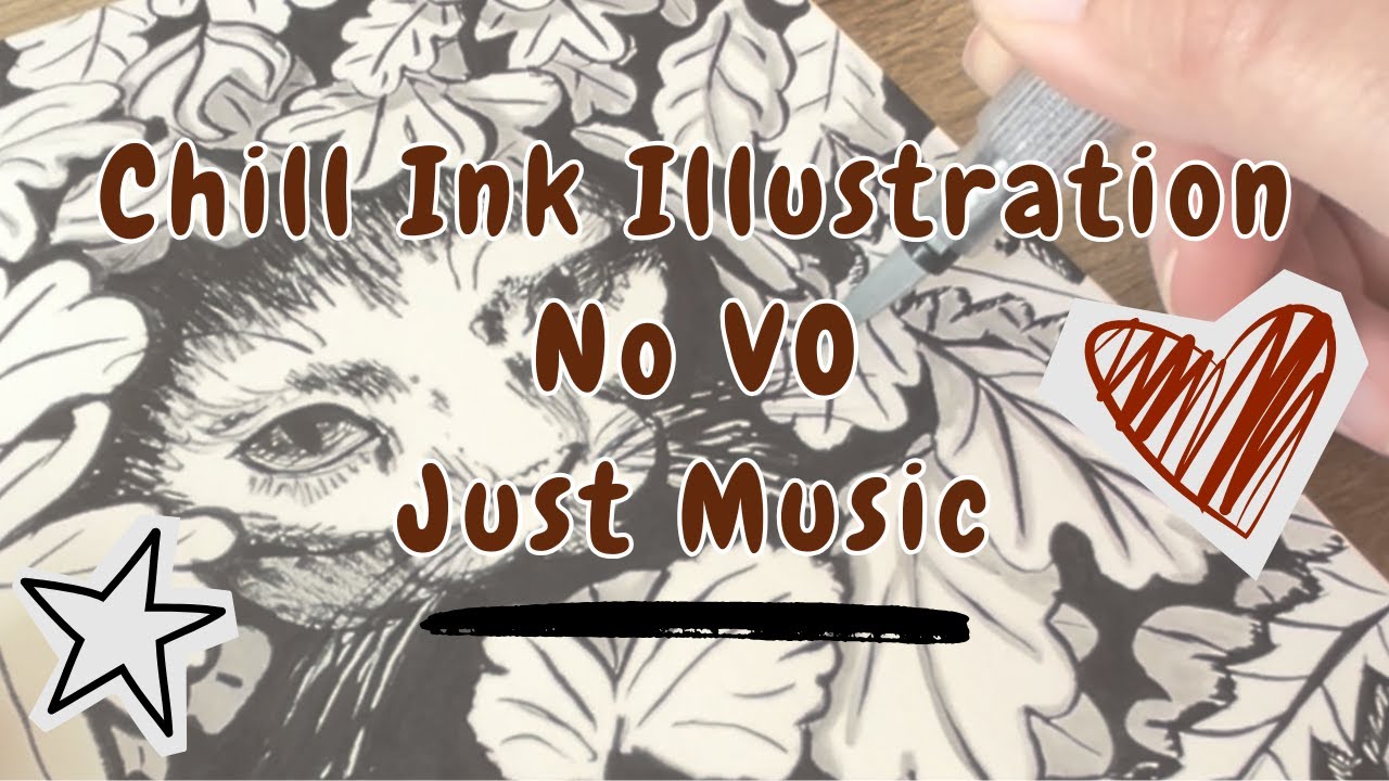 Relaxing Ink Illustration - Chill Music Only, No VO - Forest Cat