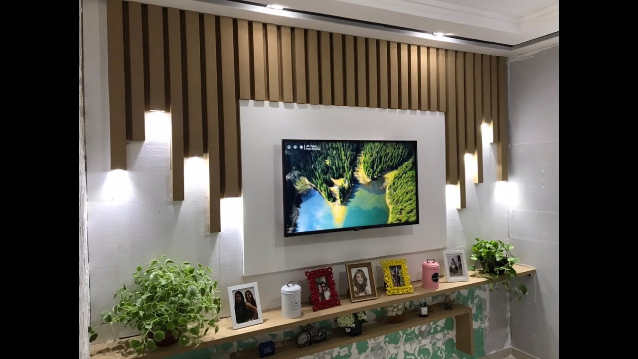 Painel ripado de isopor como led.