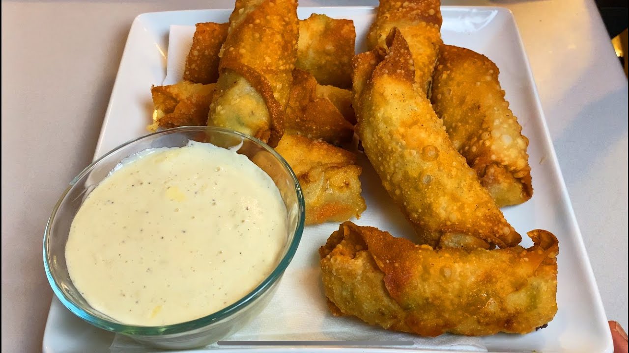 CHEESY CHICKEN POT PIE EGG ROLLS RECIPE