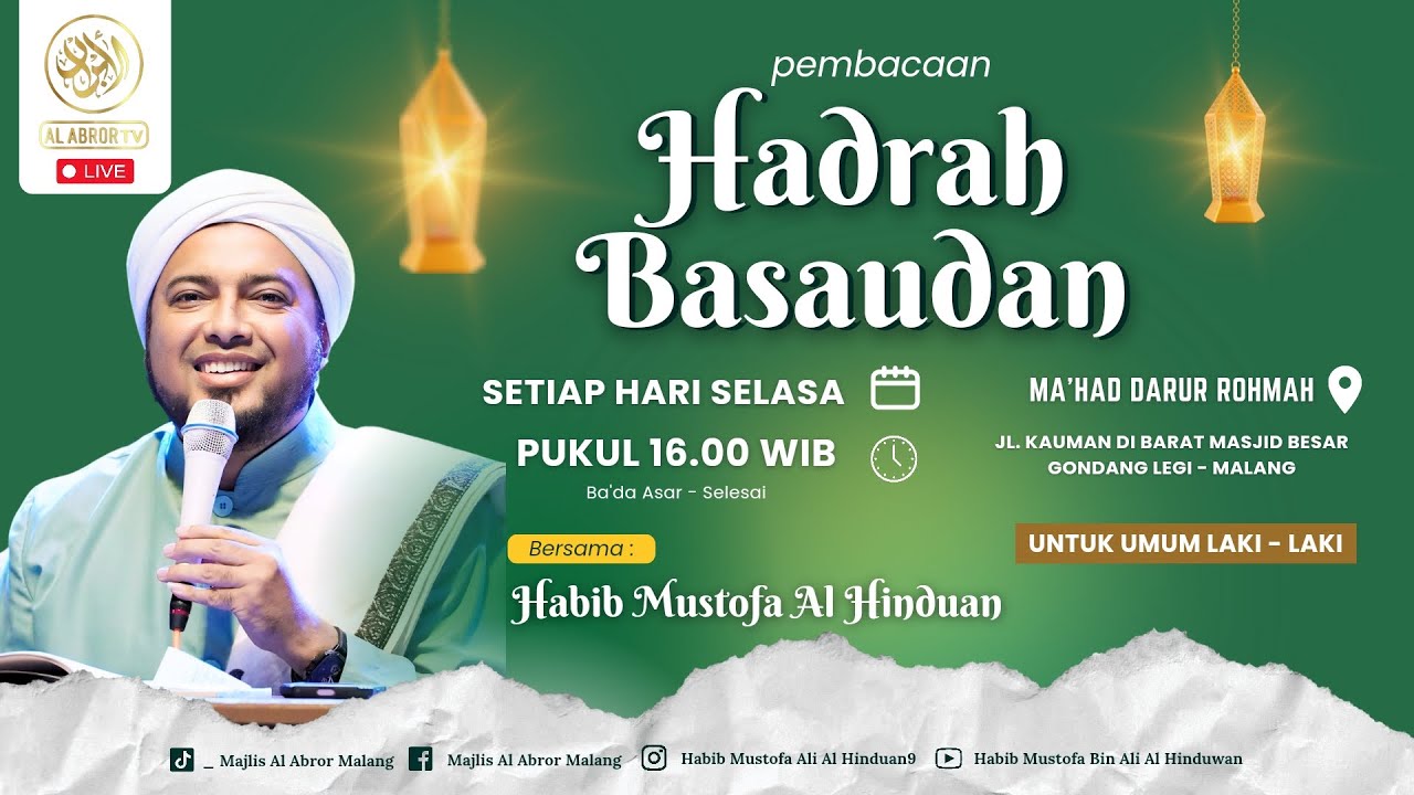 🔴LIVE |  Hadrah Basaudan & Kajian Kitab Ta'lim Muta'allim | Bersama Habib Mustofa Bin Ali Al Hinduan