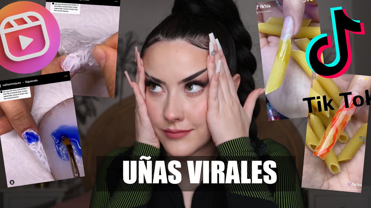 HACIENDO UÑAS VIRALES| CON MACARRONES, ACRILICO DE COLORES...