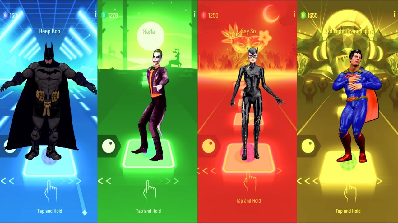 Batman vs Joker vs Catwoman vs Superman | DC Comics | Tiles Hop Fun Ball
