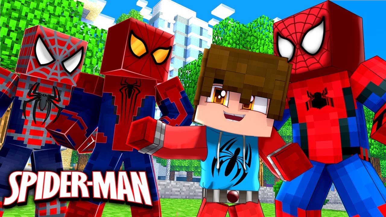 Minecraft - Who's Your Family? O FILHO DO HOMEM ARANHA CONHECEU OS OUTROS MIRANHA DE OUTRO UNIVERSO!
