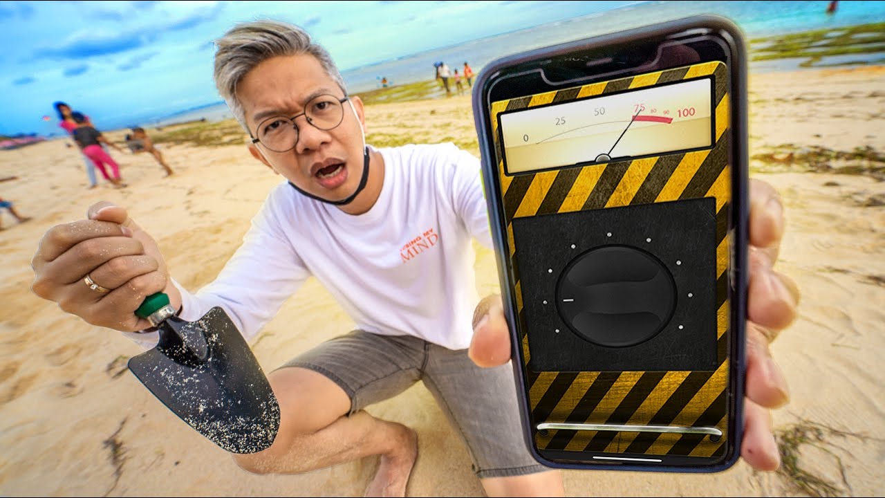 MENCARI HARTA DI BAWAH PASIR DENGAN APLIKASI METAL DETECTOR!!
