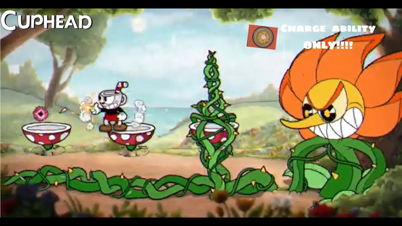 Cuphead Charge ability only challenge pt2!!! (Floral fury)