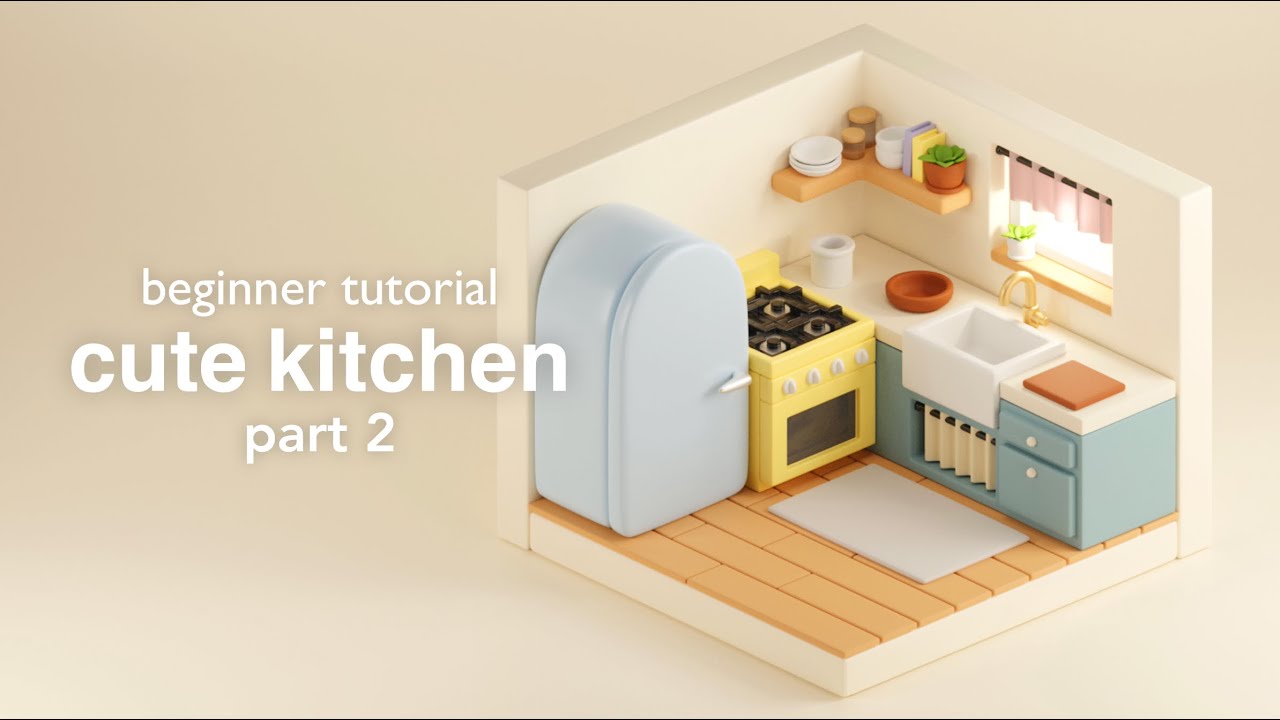 Cute isometric kitchen - Blender 3D beginner tutorial - Part 2
