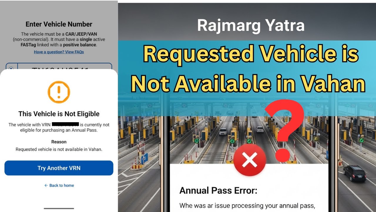 annual fastag pass | vehicle is not available in vahan error | Annual Pass error resolved
