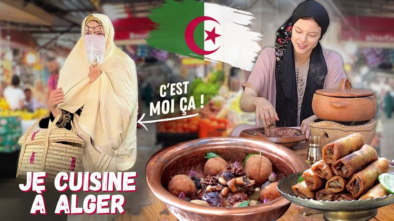 JE VAIS AU MARCHÉ VÉTU DU HAÏK AVANT DE CUISINER UNE SPÉCIALITÉ ALGÉROISE (Tadjine el khokh) 🇩🇿