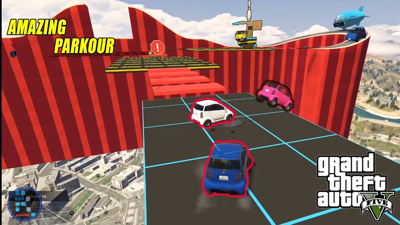 GTA V | Amazing Panto Car Parkour With RON