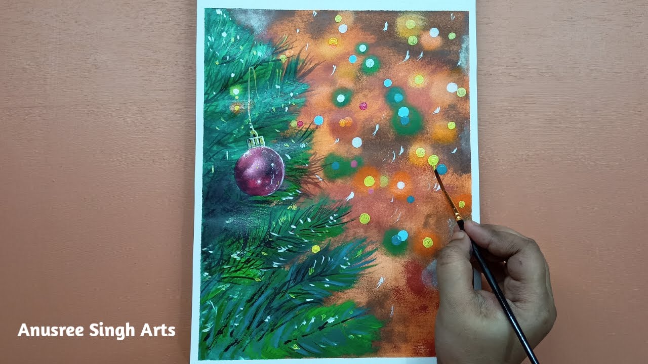 Painting Christmas day. Acrylic painting ideas. Easy acrylic painting.