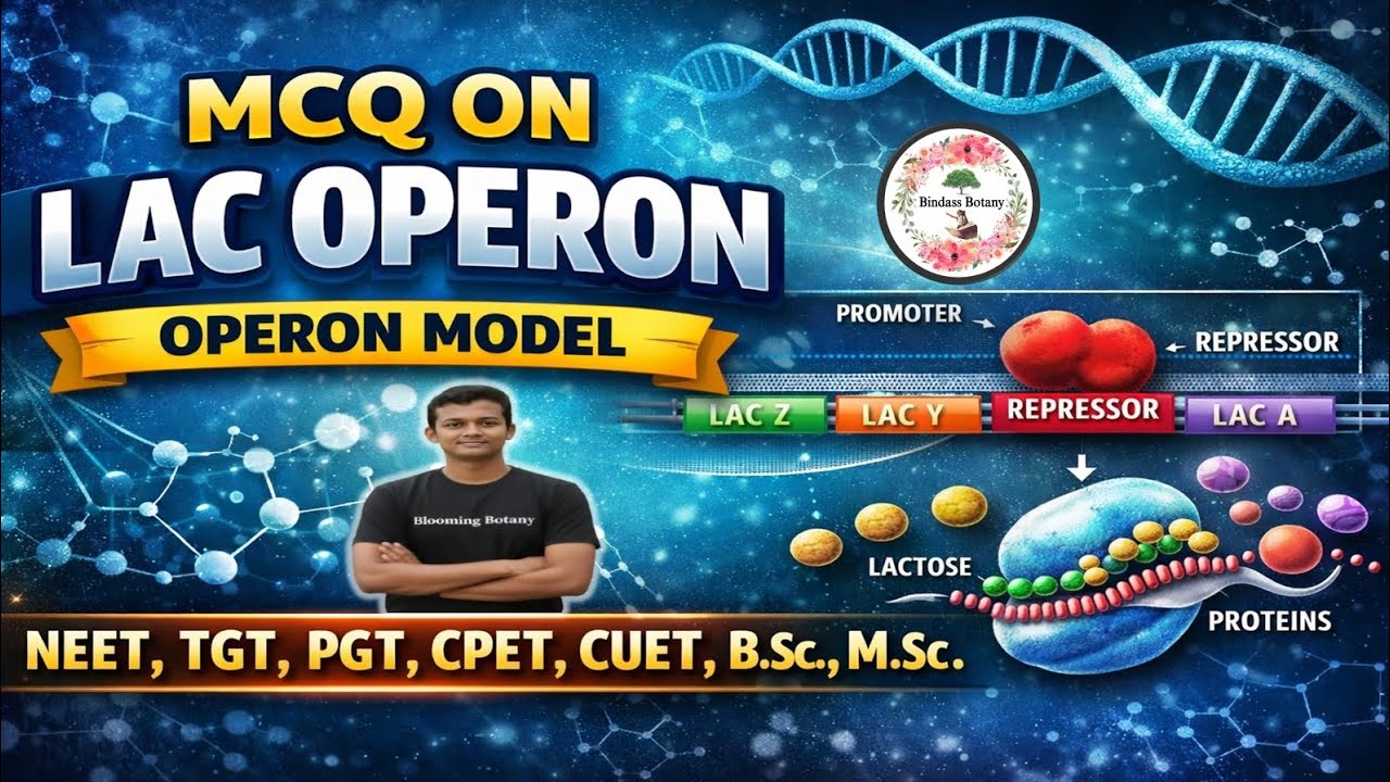 MCQs on Lac operon | mcq on operon model | gene regulation mcq | CPET BOTANY | CUET BOTANY 2026 mcq 