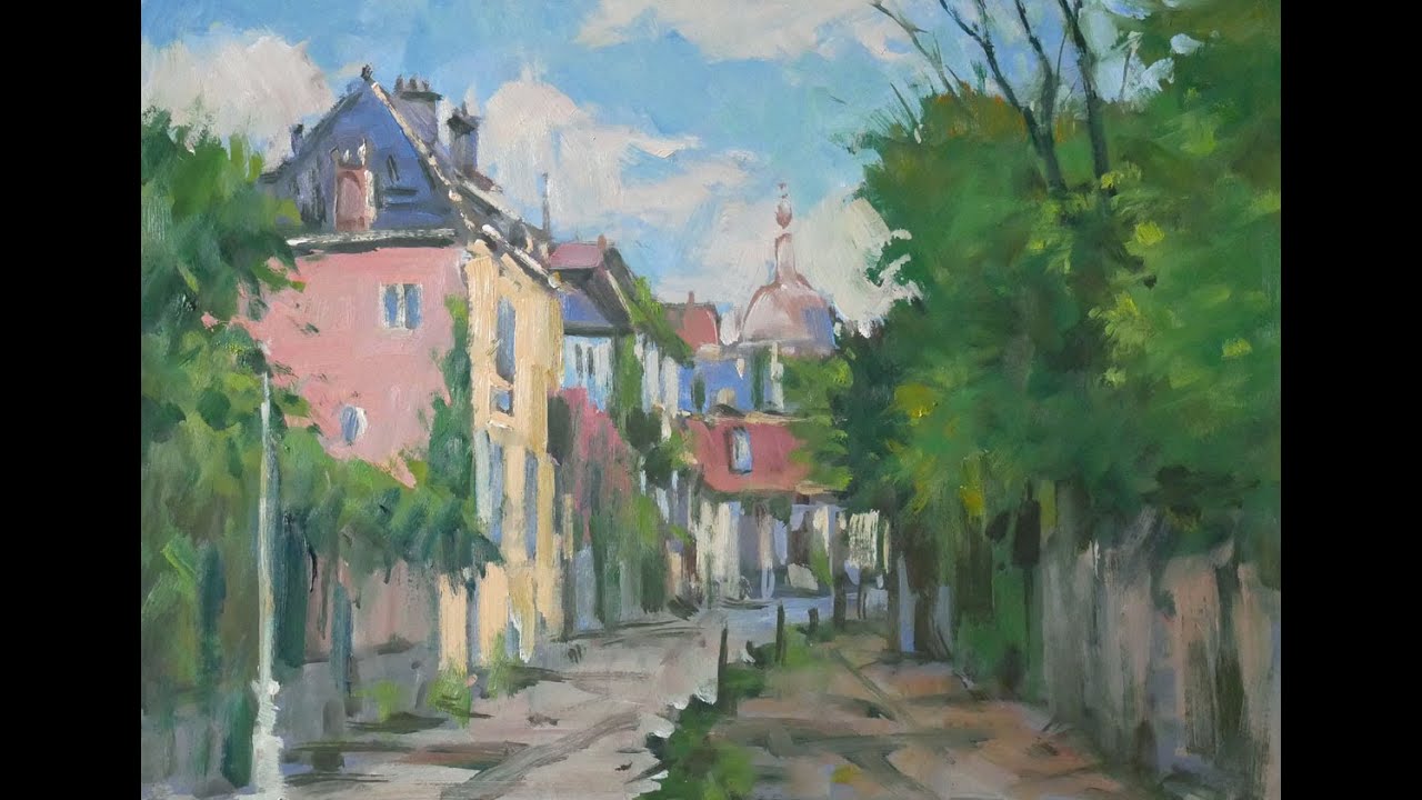 Démo - peindre un paysage urbain  à l'huile  par Christian Arnould  / Oil painting  - rue de Paris