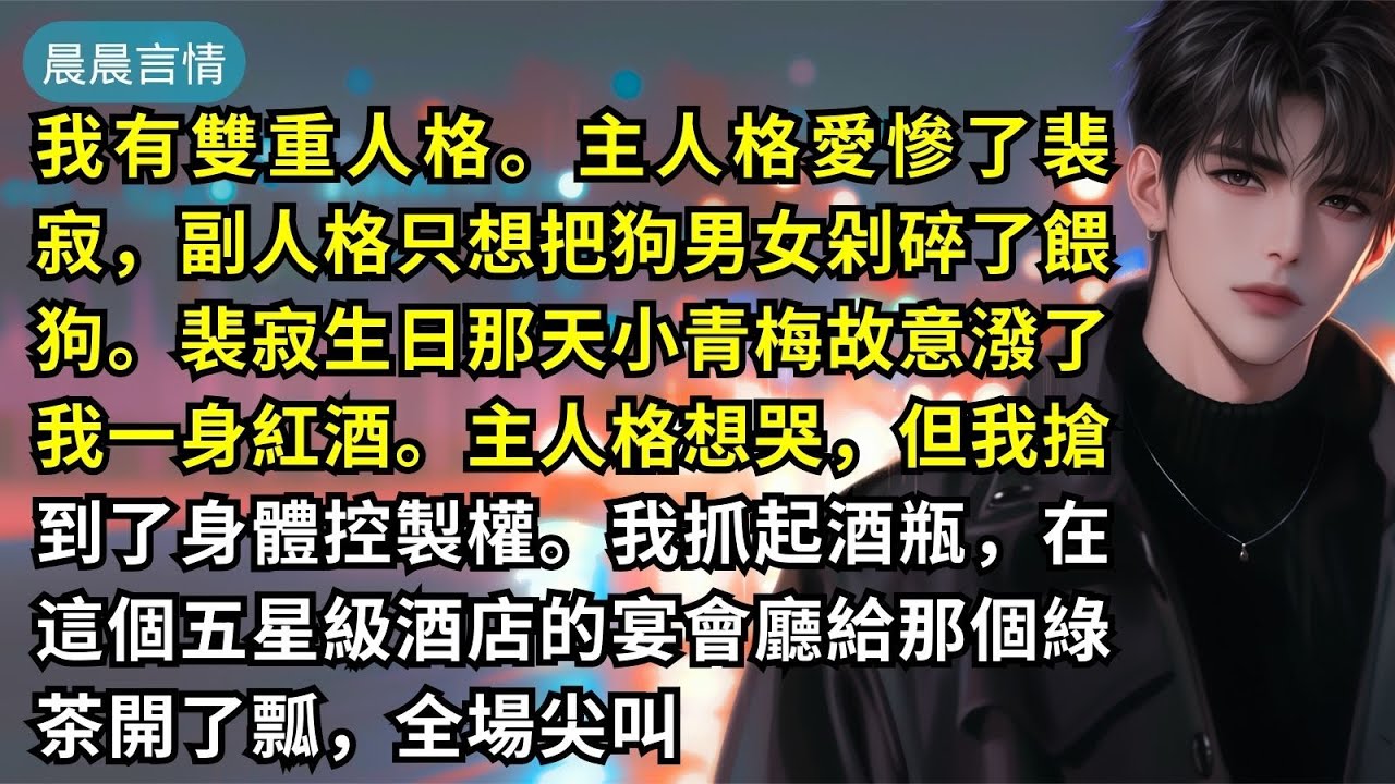 我有雙重人格。主人格愛慘了裴寂，副人格只想把狗男女剁碎了餵狗。裴寂生日那天小青梅故意潑了我一身紅酒。主人格想哭，但我搶到了身體控製權。我抓起酒瓶，在這個五星級酒店的宴會廳給那個綠茶開了瓢，全場尖叫