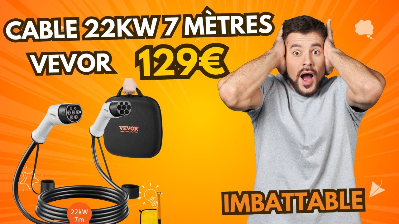[Imbattable] Test du c&acirc;ble de recharge VEVOR Type 2 - 22 kW - 7 m&egrave;tres &agrave; 129&euro;