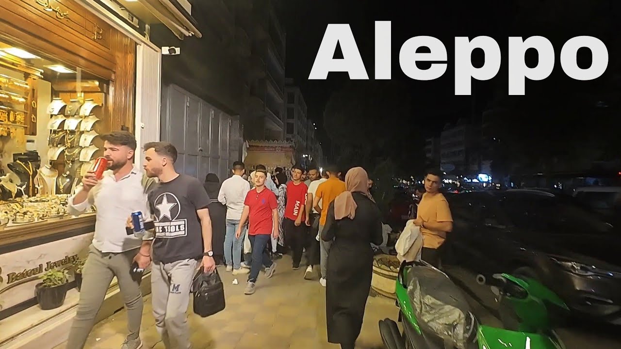Aleppo, Syria, Night Walk in Al-Furqan Street| Syria 2025